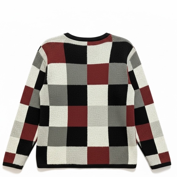 SOLD. Vintage Christopher & Banks Plaid Colorblock Button-Up Woman Cardigan - Picture 4 of 11